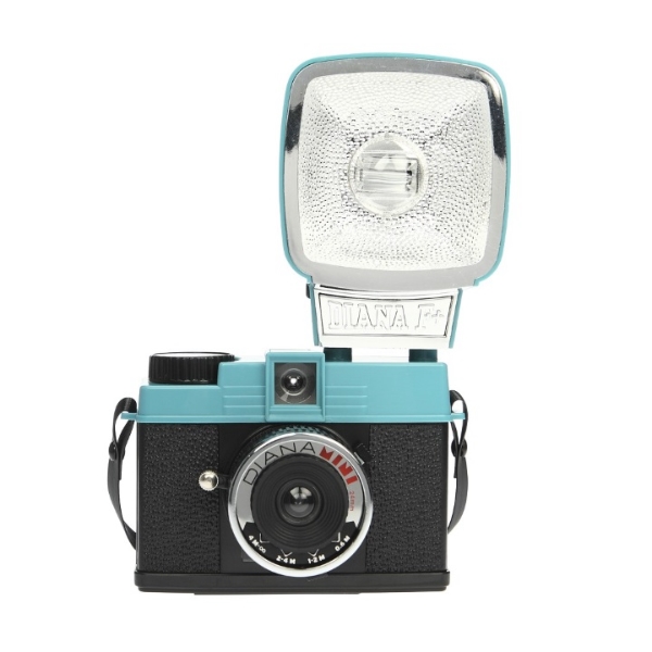 LOMOGRAPHY DIANA MINI 35MM CAMERA & FLASH (TEAL AND BLACK)