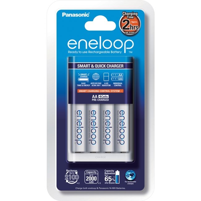 Panasonic Eneloop Smart 2 Hour Quick Battery Charger Including 4 X